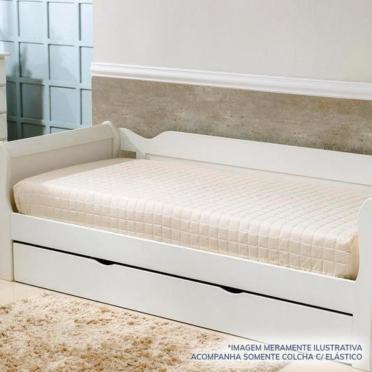 Colcha Com Elástico Quadradinho - Bege