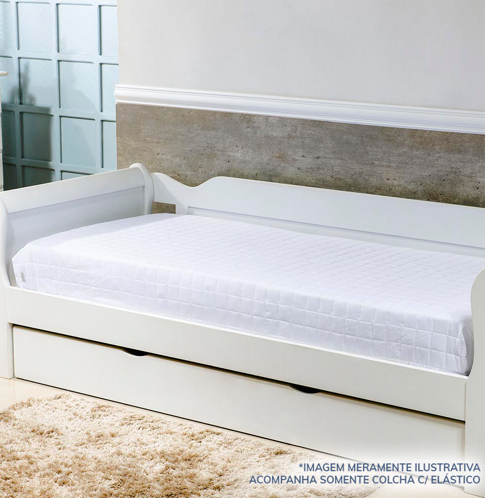 Colcha Com Elástico Quadradinho - Branco