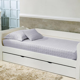 Colcha Com Elástico Quadradinho - Cinza