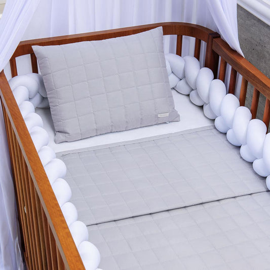 Colcha para Berço Quadradinho Cinza