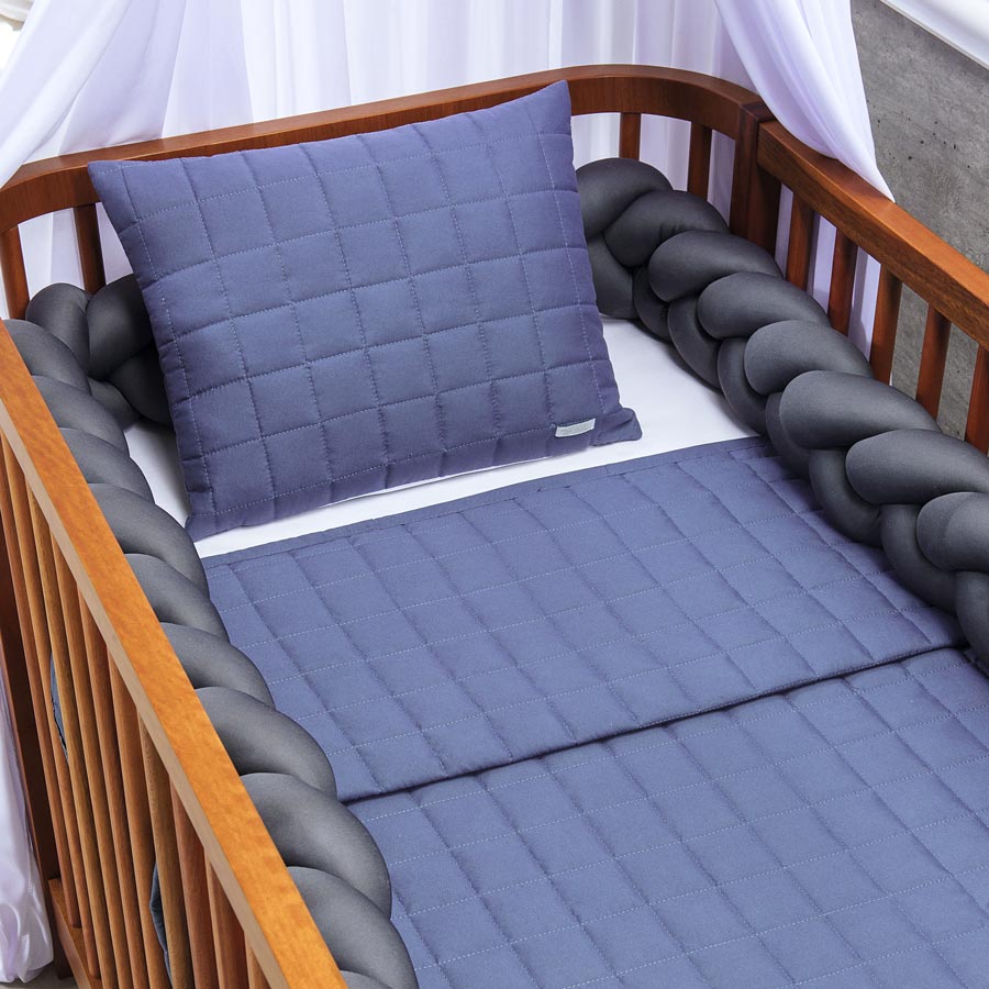 Colcha para Berço Quadradinho Jeans