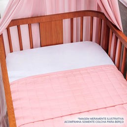 Colcha para Berço Quadradinho Rosa Chá