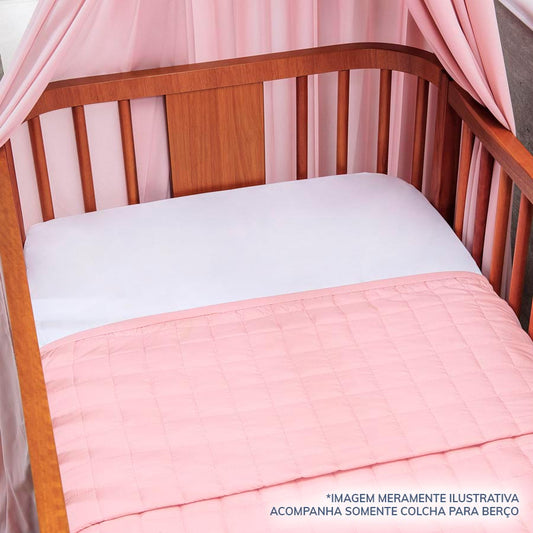 Colcha para Berço Quadradinho Rosa Chá