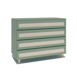 Cômoda de Bebê Haus Nature com Palha e 4 Gavetas Verde Jardim e Carvalho 110cm
