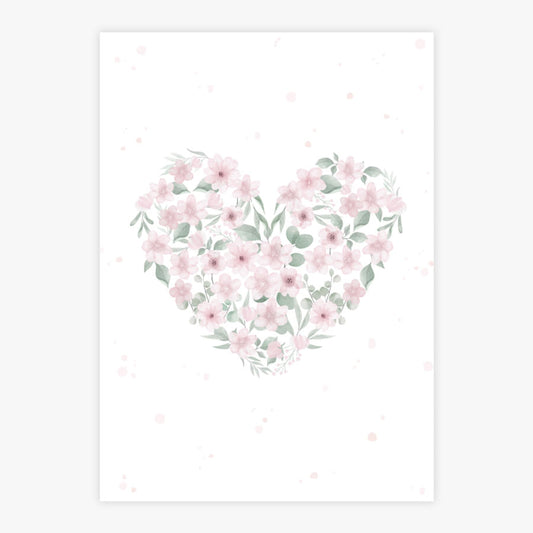 Quadro Infantil Coração Rosa Vertical