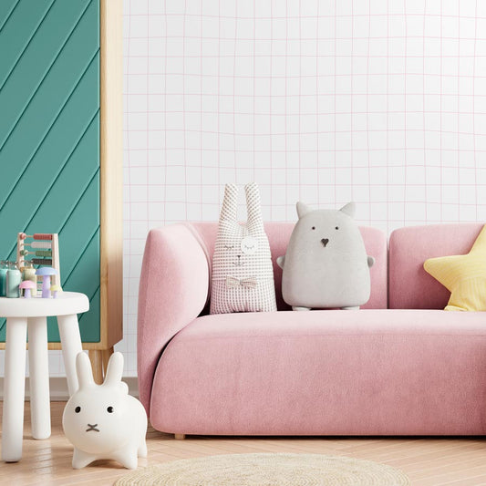 Papel de Parede Infantil Gride Rosa