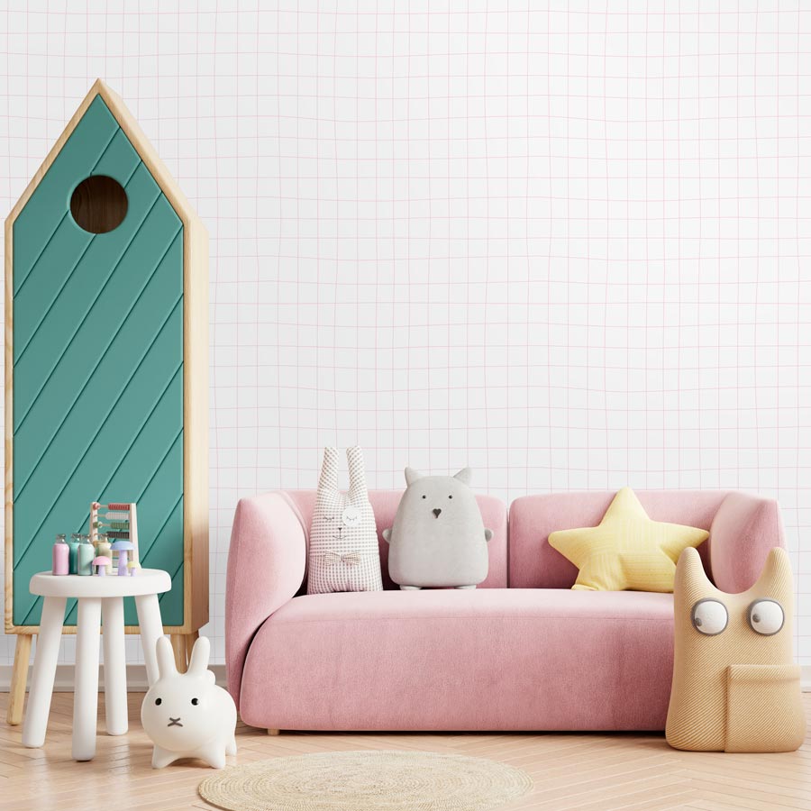 Papel de Parede Infantil Gride Rosa