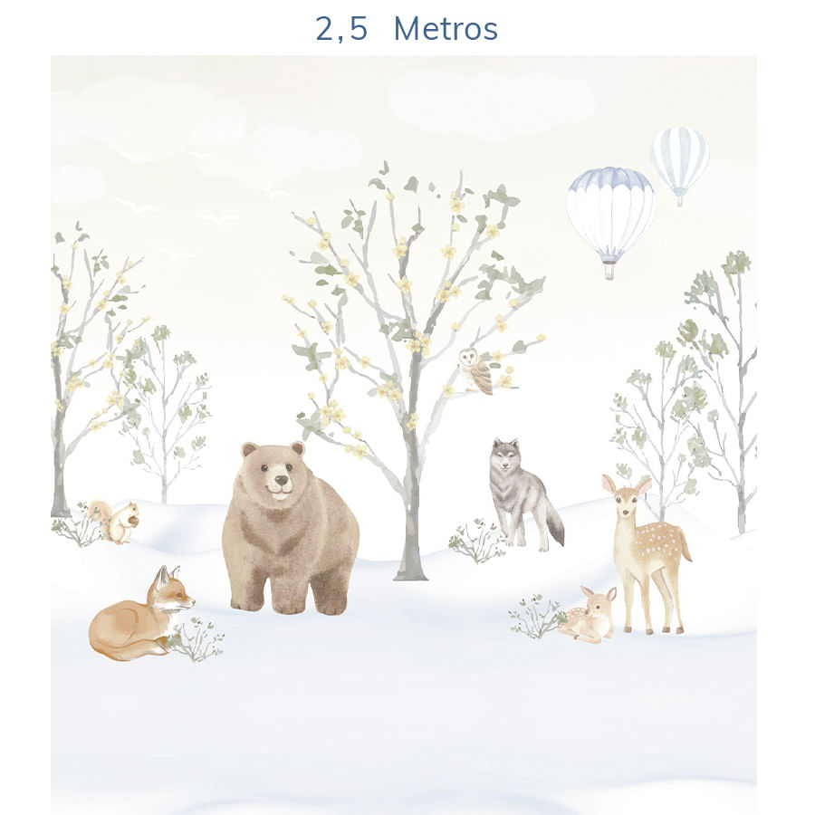 Papel de Parede Infantil Bichos na Neve - Mural