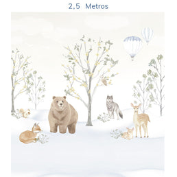 Papel de Parede Infantil Bichos na Neve - Mural