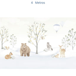 Papel de Parede Infantil Bichos na Neve - Mural