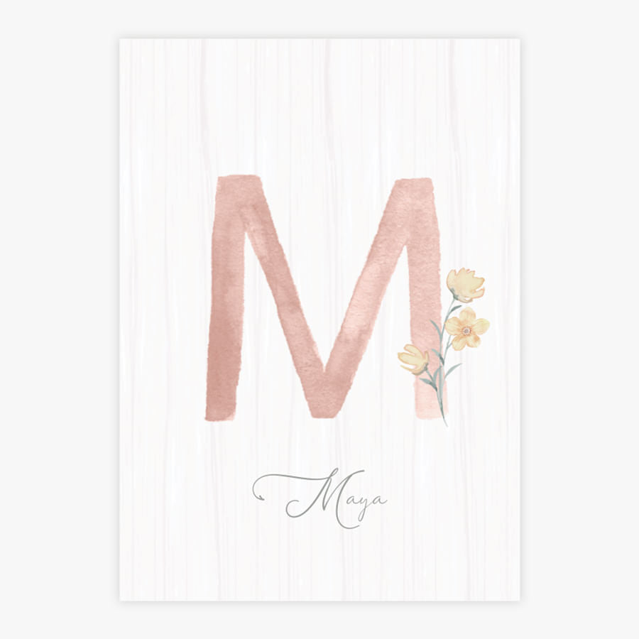 Quadro Infantil Inicial com Flores Amarelo