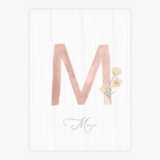 Quadro Infantil Inicial com Flores Amarelo