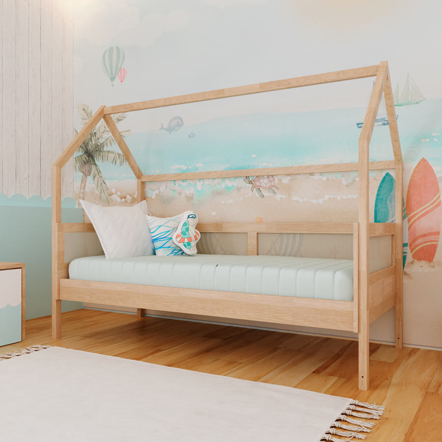 Cama Sofá Haus Nature Casinha Palha 2 em 1 - Carvalho