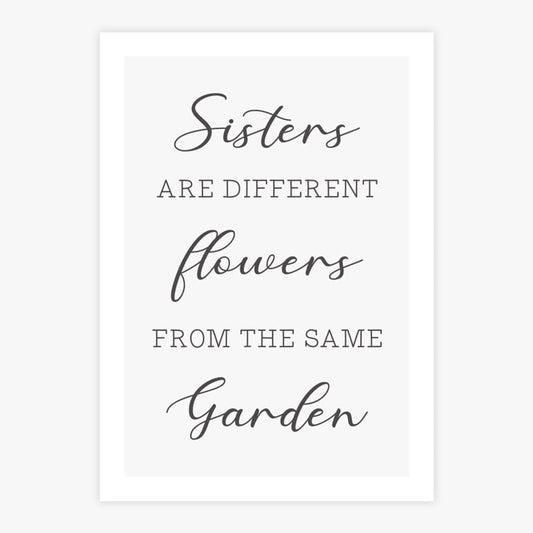 Quadro Infantil Frase Sisters Are Different Flowers From The Same Garden Bege - Vertical
