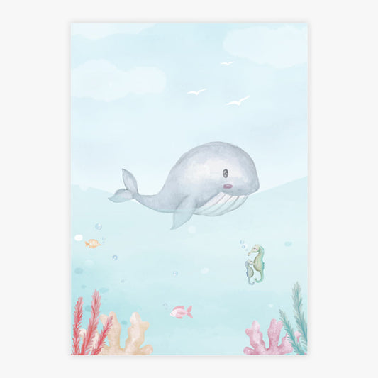 Quadro Infantil Fundo do Mar Baleia