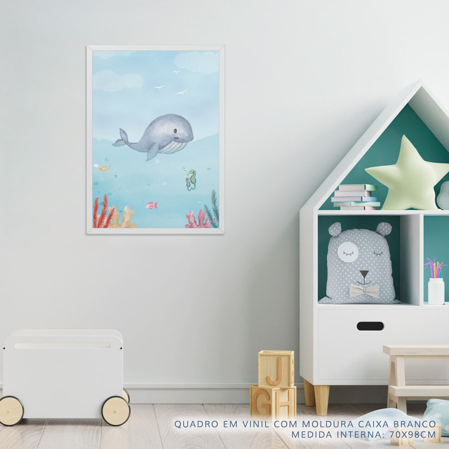 Quadro Infantil Fundo do Mar Baleia