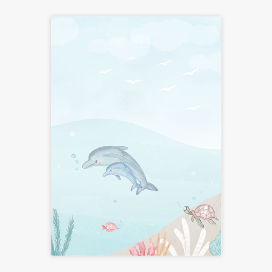 Quadro Infantil Fundo do Mar Golfinho