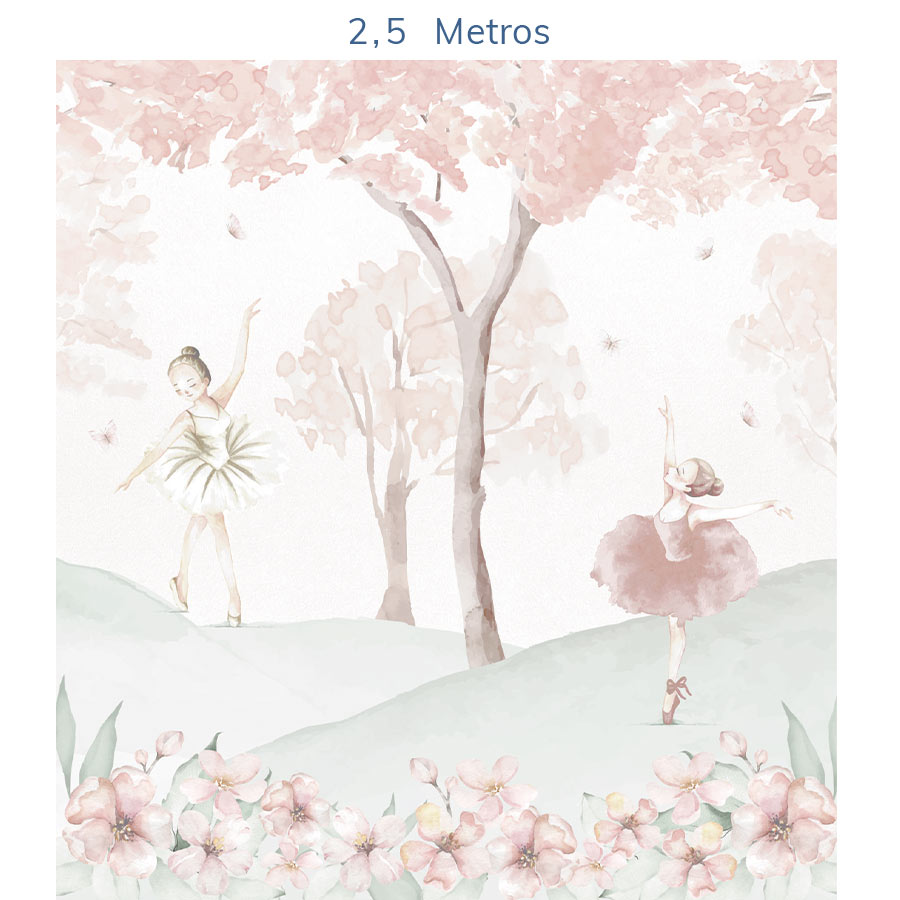 Papel de Parede Infantil Bailarinas Rosa - Mural