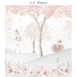 Papel de Parede Infantil Bailarinas Rosa - Mural