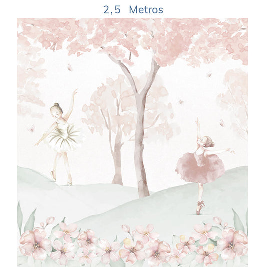 Papel de Parede Infantil Bailarinas Rosa - Mural