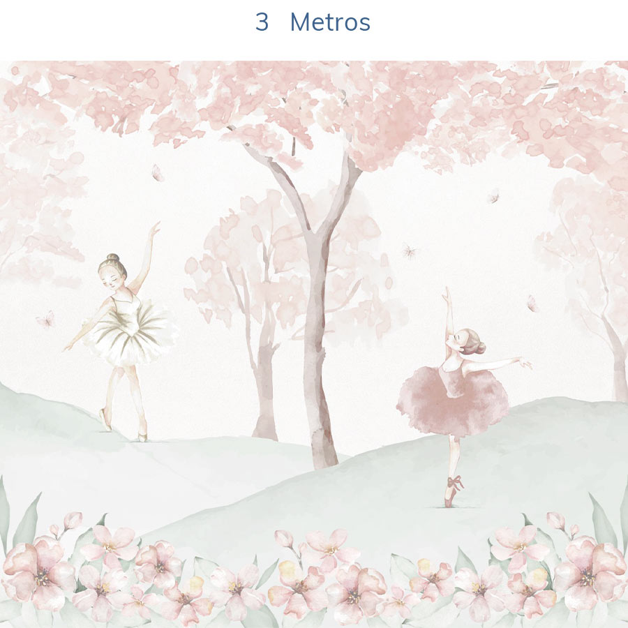 Papel de Parede Infantil Bailarinas Rosa - Mural