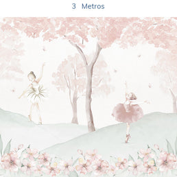 Papel de Parede Infantil Bailarinas Rosa - Mural