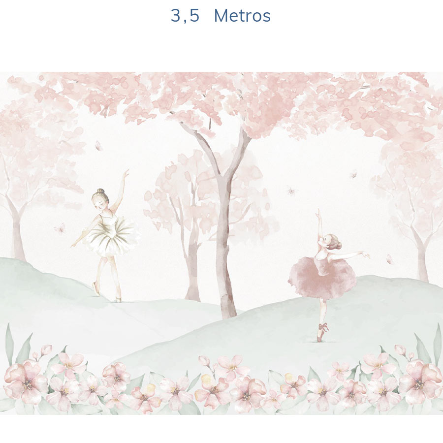 Papel de Parede Infantil Bailarinas Rosa - Mural