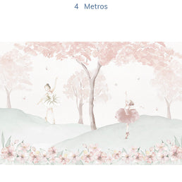 Papel de Parede Infantil Bailarinas Rosa - Mural