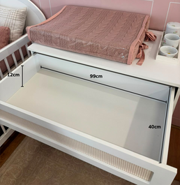 Cômoda de Bebê Haus Nature Com Palha e 4 Gavetas Branca 110cm