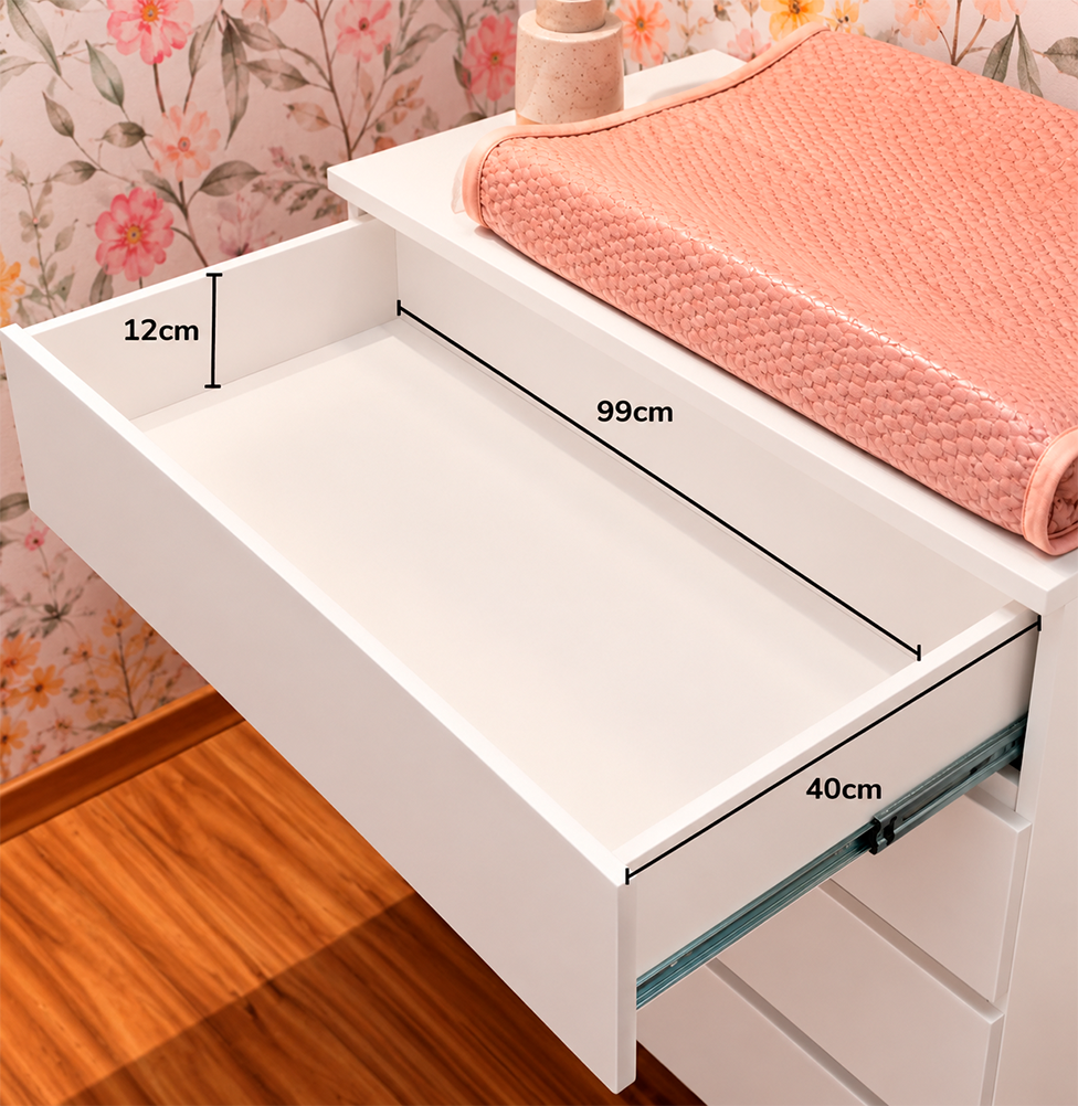 Cômoda de Bebê Haus Nature 4 Gavetas Branca 110cm