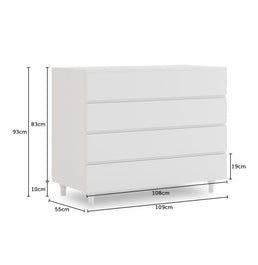 Cômoda de Bebê Haus Nature 4 Gavetas Branca 110cm