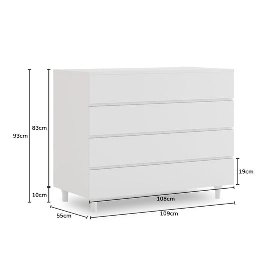 Cômoda de Bebê Haus Nature 4 Gavetas Branca 110cm