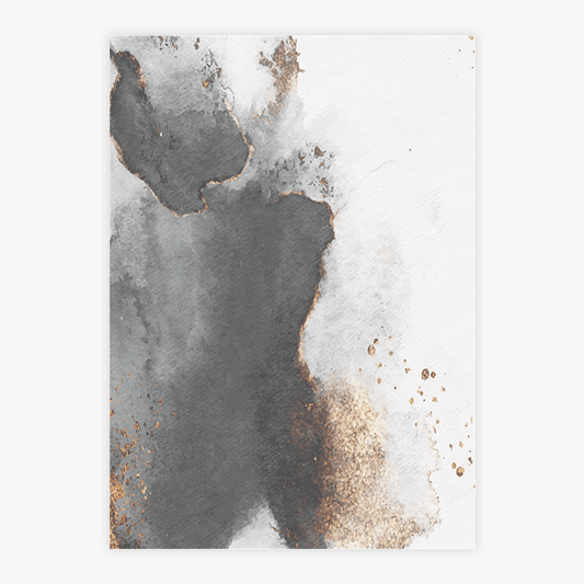 Quadro Aquarela Preto e Dourado Abstrato