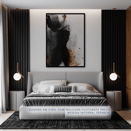Quadro Aquarela Preto e Dourado Abstrato