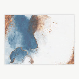 Quadro Aquarela Azul e Dourado