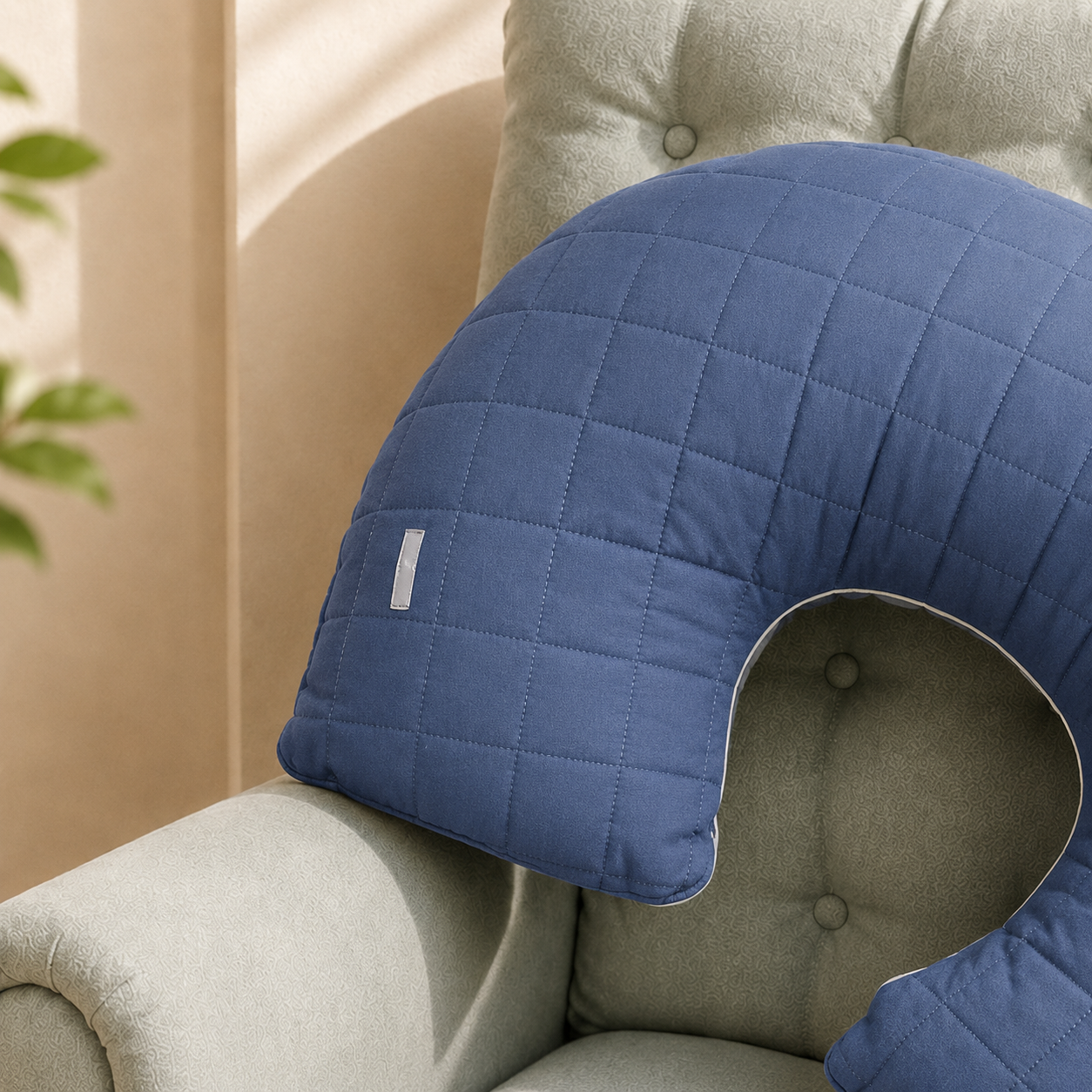 Almofada de Amamentação Quadradinho Azul Jeans
