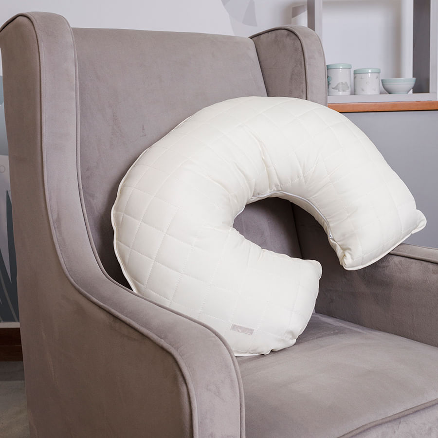 Almofada de Amamentação Quadradinho Cru