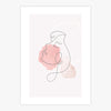 Quadro Mulher Perfil Minimalista Aquarela Rose - Vertical