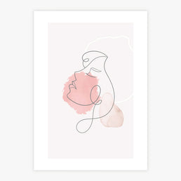 Quadro Mulher Perfil Minimalista Aquarela Rose - Vertical