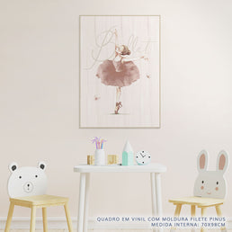 Quadro Infantil Bailarina Rosa - Vertical
