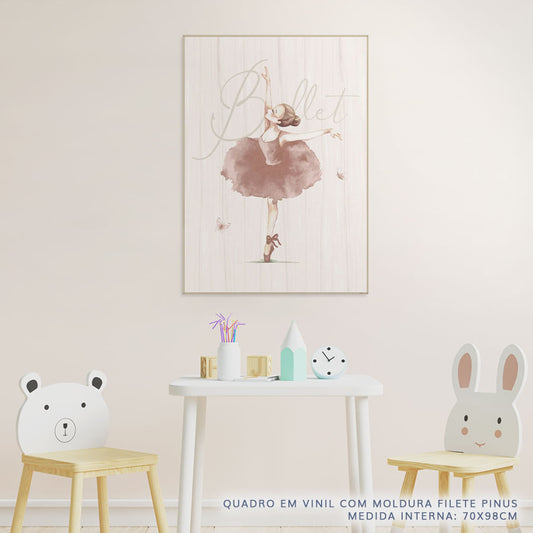 Quadro Infantil Bailarina Rosa - Vertical