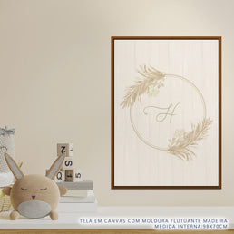 Quadro Infantil Capim dos Pampas Com Inicial - Vertical