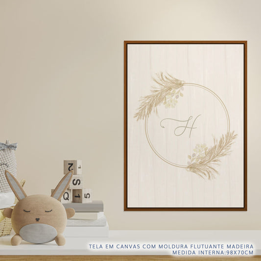 Quadro Infantil Capim dos Pampas Com Inicial - Vertical