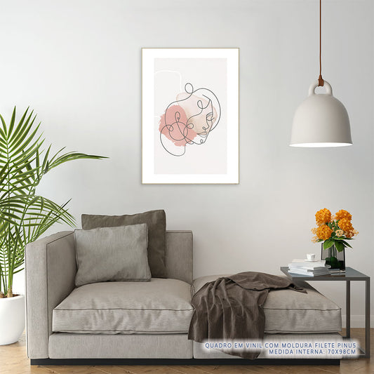 Quadro Mulher Minimalista Aquarela Rose - Vertical