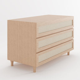 Cômoda de Bebê Baixa de Haus Nature com Palha e 3 Gavetas - Carvalho