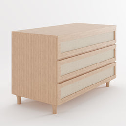 Cômoda de Bebê Baixa de Haus Nature com Palha e 3 Gavetas - Carvalho