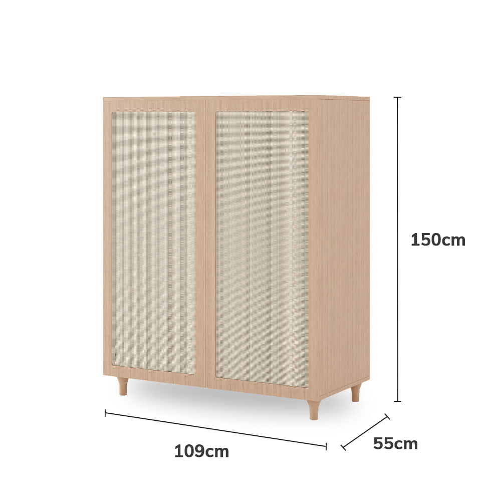 Roupeiro Haus Nature 2 Portas com Palha - Carvalho