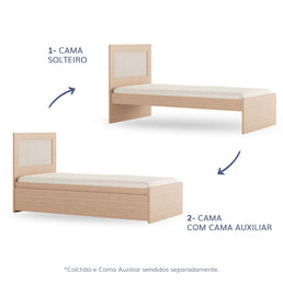 Cama Solteiro Haus Nature Com Palha - Carvalho