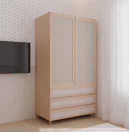 Guarda Roupa Haus Nature com Palha 2 em 1 - Carvalho