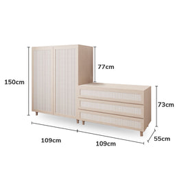 Guarda Roupa Haus Nature com Palha 2 em 1 - Carvalho